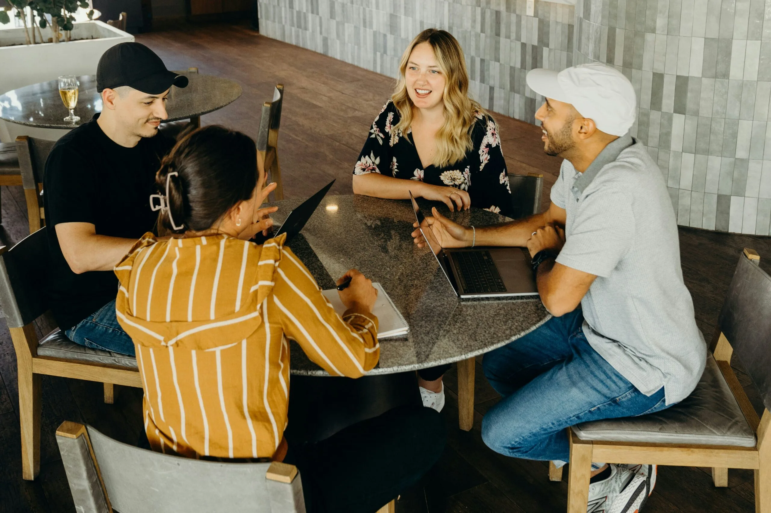 A group of friendly colleagues meets