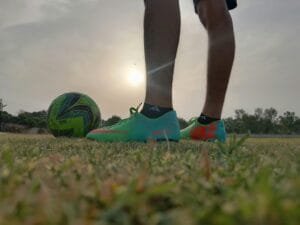 Soccer ball on a pitch