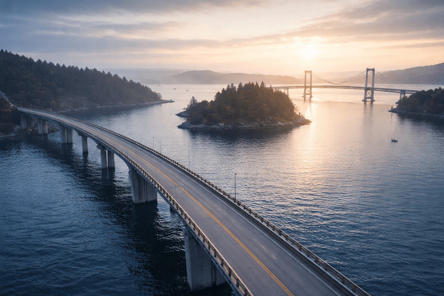 Two bridges at sunrise