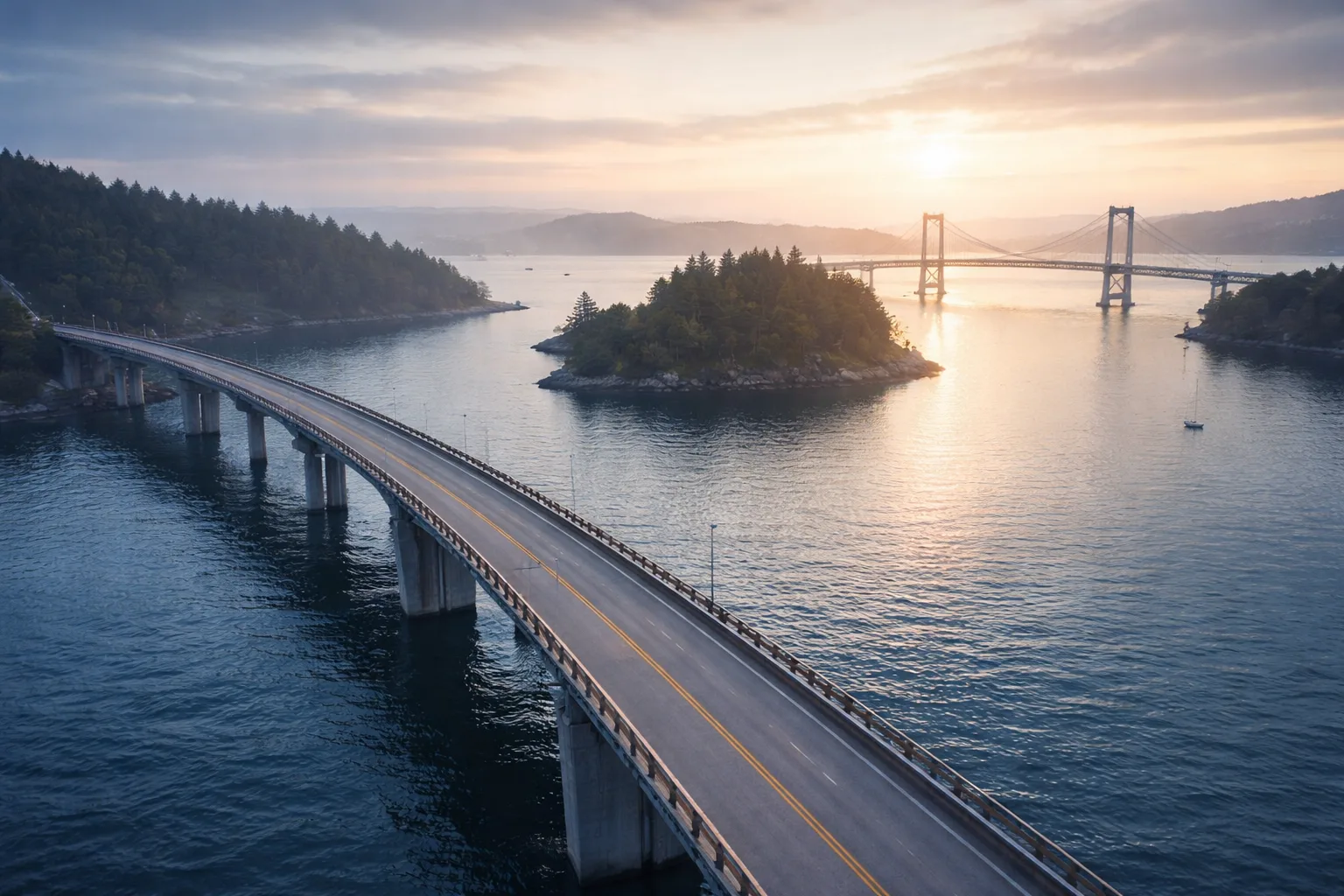 Two bridges at sunrise